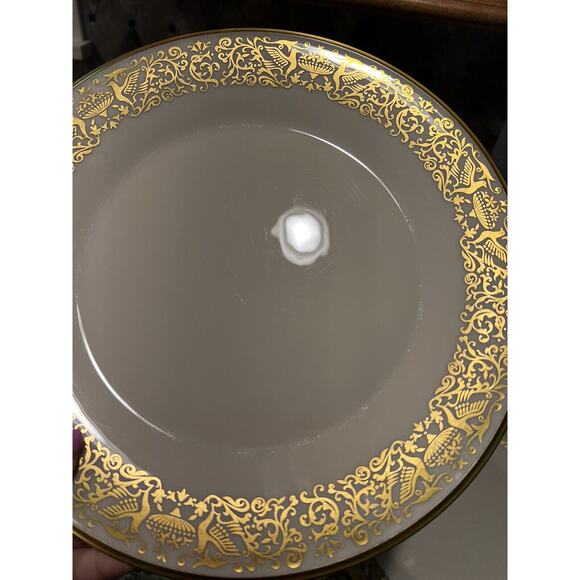 Lenox Tuscany Dinner Plates Gold Scrolls Birds 10 3/4" Ivory Set of 4 - Picture 4 of 10